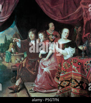 N/A. Anglais : Family portrait huile sur toile 139 x 129 cm signé b.l. : (...) 1675 - 1699 Naiveu . à partir de 1675 jusqu'à 1699. Matthijs Naiveu (1647-1726) Noms alternatifs Matthijs Naiveu Matthys, neveu, Matthys Naiveau Description peintre néerlandais Date de naissance/décès 16 avril 1647 (baptisé) 4 juin 1726 Lieu de naissance/décès Leiden Amsterdam période de travail de 1667 jusqu'à 1726 lieu de travail Leiden (1667-1678), Amsterdam (1679-1726) contrôle d'autorité : Q708036 VIAF:4722931 ISNI:0000 0000 6703 3297 ULAN:500017478 RCAC:no2007133019:NAIVEU Matthijs WGA, WorldCat 547 portrait de famille, par Matthi Banque D'Images