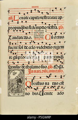 N/A. Anglais : Page de l'Antiphonarium secundum morem Sancte Romane Ecclesie completum continens dominicale, sanctuarium, commune et hymnarium quedam et officia noua ... Par Correctum fratrem Franciscum de Brugis ordinis minorum de obseruantia Italiano : pagina di Antiphonarium secundum morem Sancte Romane Ecclesie completum continens dominicale, sanctuarium, commune et hymnarium quedam et officia noua ... Par Correctum fratrem Franciscum de Brugis ordinis minorum de obseruantia . 1503. Lucantonio Giunti per la Chiesa Cattolica 110 Antiphonarium secundum morem Sancte Romane Ecclesie 3 Banque D'Images