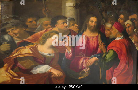 N/A. Anglais : le Christ et la femme adultère par Rocco Marconi, c. 1525, huile sur toile, Lowe Art Museum . circa 1525. Rocco Marconi (1490-1529) peintre italien Description Date de naissance/décès 1490 13 mai 1529 Lieu de naissance/décès période de travail 1504-1521 Venise Venise emplacement de travail contrôle d'autorité : Q933895 VIAF:235314532 ULAN:500029823:WGA, Rocco MARCONI RKD:52528 2 "Le Christ et la femme adultère' par Rocco Marconi, Lowe Art Museum Banque D'Images