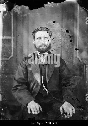 [Un homme assis] [GRAPHIC].. 1 : négatif, verre au collodion humide, n&b ; 10,5 x 8 cm. vers 1875. Thomas, John, 45 Un homme assis ANL3364764 Banque D'Images