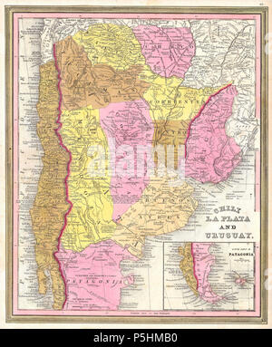 1846 Burroughs - Mitchell Site de l'Argentine, Uruguay, Chili en Amérique du Sud - Geographicus - LaPlata-M-1946. Banque D'Images