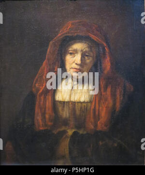 Portrait d'une vieille femme 1654. N/A 19 'Portrait d'une vieille femme' de Rembrandt, 1654, Musée Pouchkine Banque D'Images