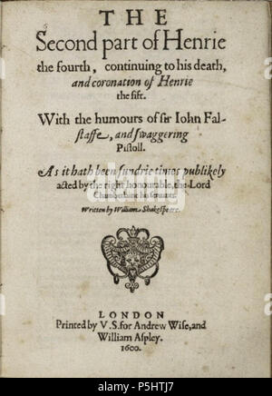 N/A. Anglais : page de titre de l'édition in-quarto de 2H4 (1600) . 1600. William Shakespeare (1564-1616) Description Français dramaturge, poète, comédien, scénariste, acteur et dramaturge Date de naissance/décès 23 Avril 1564 23 avril 1616 (dans le calendrier julien) Lieu de naissance/décès Stratford-upon-Avon Stratford-upon-Avon contrôle d'autorité : Q692 VIAF:96994048 ISNI:0000 0001 2103 2683 ULAN:500272240 RCAC:n78095332 ALN:35491939 36 WorldCat 2H4 Q1 TP 1600 Banque D'Images