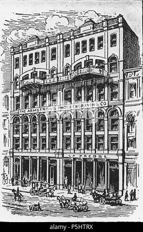 N/A. English : 31, rue Saint-Jacques Les édifices Alexandre-Bourgeau (à droite) et Perrault (à gauche). Illustré de Montréal 1894, p. 323. Remarquer les anciennes ouvertures au rez-de-chaussée. Bibliothèque et Archives nationales du Québec. 1894. Illustré de Montréal - Bibliothèque et Archives nationales du Québec 3731, rue Saint-Jacques Banque D'Images