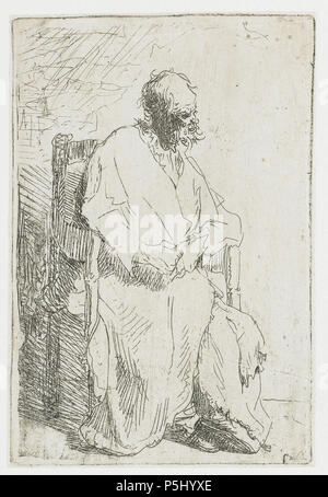 Vieil Homme en manteau Long assis dans un fauteuil vers 1630. N/A 159 B160 Rembrandt Banque D'Images