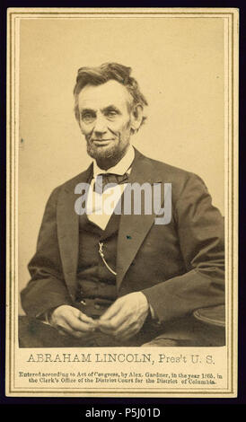Anglais : Abraham Lincoln, Pres't U.S. / Alex. Gardner, photographe de l'armée du Potomac. French : Photo de la dernière séance portrait officiel, le 5 février 1865, à Washington, D.C., 'l'un des cinq pose prises par Gardner dix semaines avant que le Président a été assassiné." (Source : Ostendorf, p. 219) . 5 février 1865. N/A 54 Abraham Lincoln, président des États-Unis t'LOC 3253742644 Banque D'Images