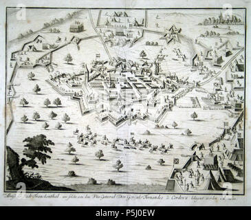 N/A. Deutsch : Abriss der Stadt Franckenthal, wie solche von dem Vice général Don Goncalo Fernandes de Cordova belagert worden A. 1621 . 1725. Christoph Franz 55 Khevenhiller Franckenthal-Belagerung 1621 Abriss der Stadt Banque D'Images