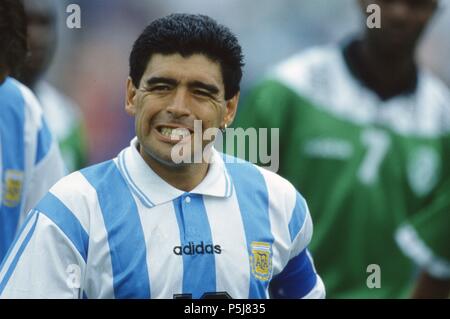 Firo Football, Coupe du Monde 1994 25.06.1994 Argentine - Nigeria 2 : 1 Diego Maradona, portrait, après ce jeu il a été reconnu coupable de dopage. Dans le monde d'utilisation | Banque D'Images