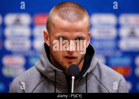 Kaliningrad, Russie, 27 juin 2018. Eric Dier d'Angleterre l'Angleterre au cours d'une conférence de presse, avant leur Coupe du Monde 2018 Groupe G match contre la Belgique, au stade de Kaliningrad le 27 juin 2018 à Kaliningrad, Russie. (Photo de Daniel Chesterton/phcimages.com) : PHC Crédit Images/Alamy Live News Banque D'Images