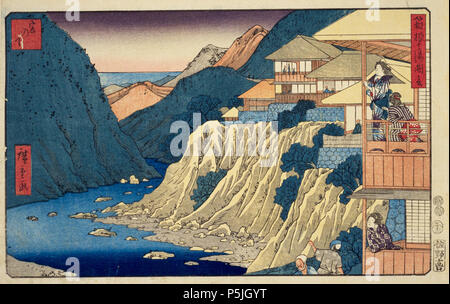 Shichiyu Hakone zue (Sept Hot Springs de Hakone), Miyanoshita, 1852, artiste Utagawa Hiroshige ( 1797 - 1858 ) Banque D'Images