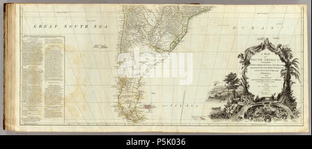 N/A. Anglais : une carte de l'Amérique du Sud, contenant des Tierra-Firma, Guyana, la Nouvelle Grenade, Amazonie, Brésil, Pérou, Paraguay, Chaco, Tucuman, le Chili et la Patagonie. (Section Sud). De Monsieur d'Anville, avec plusieurs améliorations et ajouts, et le tout dernier découvertes. Londres, imprimé pour Robert Sayer, no. 53 Fleet Street, comme la loi, le 1er juillet 1787. 12 février 2012. Kitchin, Thomas 26 1787 Carte de l'Amérique du Sud Banque D'Images