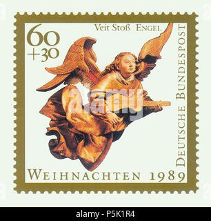 N/A. Anglais : noël 1989 stamp ; image par Veit Stoss. Premier jour de publication : 1989-11-16. Michel-Katalog Numéro : 1442. Designer : Stelzer. . Deustche Bundespost Berlin, à l'aide d'image de Veit Stoss (1448-1533) Noms alternatifs Veit Stoß allemand, polonais Wit Stwosz Description sculpteur allemand, sculpteur sur bois et peintre Date de naissance/décès vers 1447 20 septembre 1533 Lieu de naissance/décès Horb am Neckar Nuremberg contrôle d'autorité : Q163800 VIAF:35249570 ISNI:0000 0001 0964 2286 ULAN:500007868 RCAC:n80145086 ALN:35210284 33 WorldCat 1989-H-60 Banque D'Images