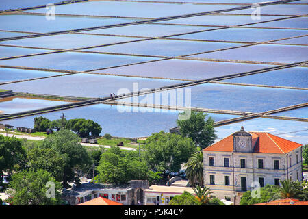 Les salines de la ville de Ston, Croatie. Les salines Ston sont les plus anciennes d'Europe et le plus grand conservé dans l'histoire de la Méditerranée Banque D'Images