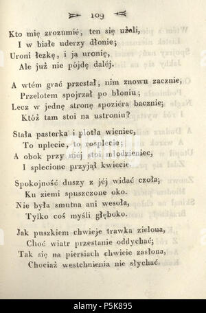 N/A. Anglais : Poèmes de Adam Mickiewicz. C. 1. - Vilnius ; imprimé par Józef Zawadzki, 1822 ; Adam Mickiewicz (1798-1855) Polski : Poezye Adama Mickiewicza. T. 1. - Wilno ; drukiem Józefa Zawadzkiego, 1822 ; Adam Mickiewicz (1798-1855) . 1822. Adam Mickiewicz (1798-1855) Nom de naissance Autres noms : Bernard Adam Mickiewicz Belarusian-Lithuanian Description Professeur, poète, journaliste d'opinion, dramaturge, essayiste et traducteur Date de naissance/décès 24 Décembre 1798 26 novembre 1855 Lieu de naissance/mort Zavosse Istanbul 1818 1855 période de travail de contrôle d'autorité : Q79822:64009368 VIAF J Banque D'Images