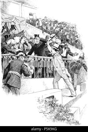 N/A. English : 'Le grand steeple-chase d'Auteuil. Agression contre le Président de la République". 1899. Maurice Dulac 69 Agression contre Loubet (Monde moderne, 1899-08) Banque D'Images