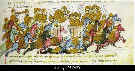 N/A. Anglais : miniature Byzantine du 12ème siècle, Skylitzes de Madrid. 12e siècle. Jean Skylitzes 70 Aheloi Banque D'Images