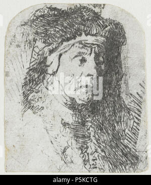 Buste d'une vieille femme dans un manteau de fourrure et une coiffe lourds 1631. N/A 159 B355 Rembrandt Banque D'Images