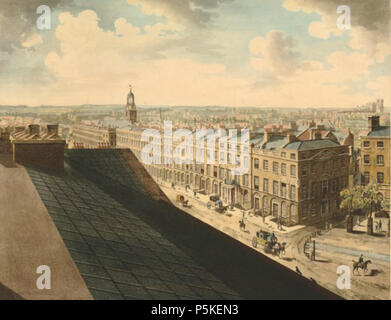 N/A. Anglais : Détail d'impression unique ou d'un six-print panorama de Londres, vue depuis le haut de l'Albion Mills à l'extrémité sud du pont de Blackfriars. Ce panneau affiche Blackfriars Road, à environ au sud vers Christchurch Southwark, avec le portique de 3 Blackfriars Road (la rotonde de Blackfriars) visible. 1792. Graveur Frederick Birnie, après Robert et Henry Aston Barker, Robert est mort 1802 Henry est mort 1856 74 Albion Mills panorama (extrême gauche) Banque D'Images