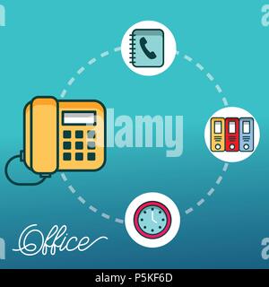 Réveil Téléphone bureau dossier classeurs Illustration de Vecteur