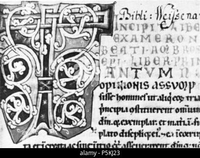 N/A. Amiens, Bibliothèques d'Amiens Métropole, manuscrit Lescalopier 30 B (ex-Kloster Weißenau), fol. 1, détail : Initiale T . circa 1200. Frater Rufillus Lescalopier 93 Amiens 3001 détail Banque D'Images