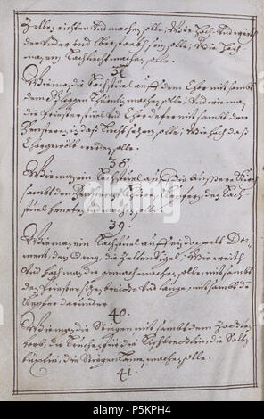 N/A. Architectura Capucinorum, Handschrift, 17. Jh., Württembergische Landesbibliothek, Cod. Don. 879, fol. 47v, Verzeichnus (Fortsetzung) . 17e siècle. 120 Inconnu Architectura Capucinorum 47v Banque D'Images