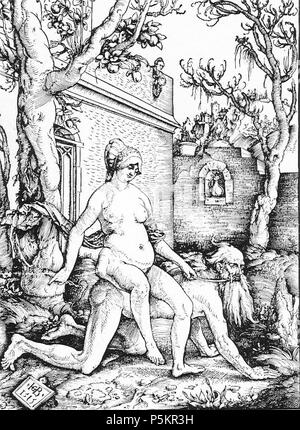 N/A. Aristote et son amant Phyllis. Phyllis est à cheval sur le grand philosophe, qui est utilisé pour symboliser la puissance de la femme. Histoire souvent décrit par les artistes de la Renaissance. 1515. Hans Baldung (-1545) Hans Baldung Grien Autres noms, nom de naissance : Hans Grien Description peintre allemand Date de naissance/décès entre 1484 et 1485 Septembre 1545 Lieu de naissance/décès Schwäbisch Gmünd Strasbourg lieu de travail de contrôle d'autorité de Nuremberg : Q164696 VIAF:22150893 ISNI:0000 0001 2123 5974 ULAN:500024290 RCAC:n:NLA50017621 36195434 122 WorldCat Aristote et Phyllis Banque D'Images