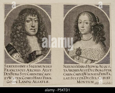 N/A. Grafik aus dem Klebeband Nr. der 1 Waldeckschen Hofbibliothek Fürstlich Arolsen Motiv : Si(e)g(a)mund Franz von Habsburg / Hedwig von Pfalz-Sulzbach . entre 16ème et 19ème siècle. 129 Inconnu 053 1 01 Klebeband Arolsen Banque D'Images