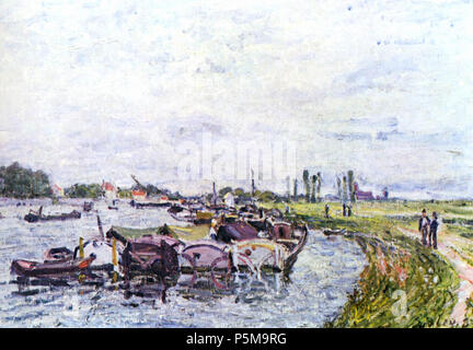 Frachtkähne allemand : bei Saint-Mammès 1885. N/A 84 029 Alfred Sisley Banque D'Images