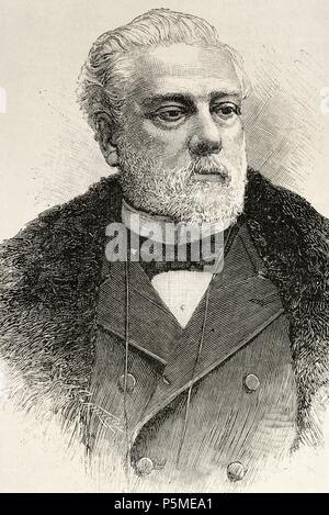 Victor Balaguer (1824-1901). Homme politique et écrivain espagnol. Dans la gravure Illustration espagnole et américaine, 1892. Banque D'Images