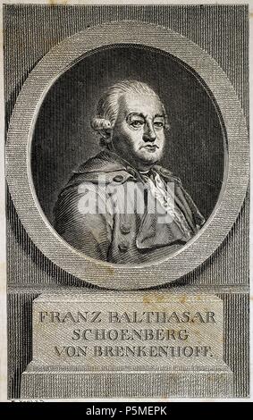 Franz von Brenkenhoff Balthasar Schonberg (1723-1780). L'économiste allemand et homme d'État. La gravure à l'histoire universelle, 1885. Banque D'Images