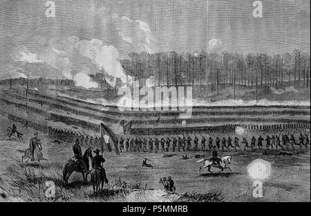 N/A. (Anglais : General Sherman's Advance -- Attaque sur l'ennemi, près de Marietta, Géorgie, une gravure sur bois dessinée par Theodore R. Davis et publié dans le Harper's Weekly, 30 juillet 1864.) Dansk : Angreb på fjendens centrum, slaget ved Marietta, 1864 . 7-8-2008. Hugh Manatee 148 attaque sur le Centre de l'ennemi à proximité de Marietta Georgia Banque D'Images