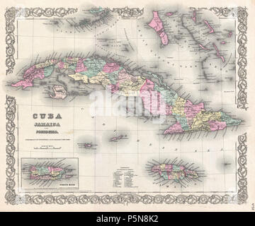 1855 Colton Carte de Cuba, la Jamaïque et Porto Rico - Cuba - Geographicus-colton-1855. Banque D'Images