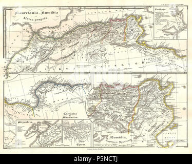 1855 Spruneri Carte de l'Afrique du Nord dans l'Antiquité ( Carthage, Numidie, Alexandria ) - Geographicus - AFRIQUEAMÉRIQUE-spruneri-1855. Banque D'Images