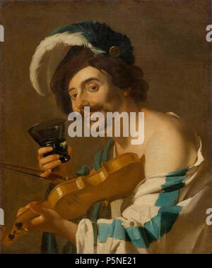 N/A. Anglais : Joueur de violon avec un verre de vin par Dirck van Baburen, 1623, huile sur toile, 80,4 x 67,1 cm. 1623. Dirck van Baburen 160 Joueur de violon avec un verre de vin par Dirck van Baburen Banque D'Images