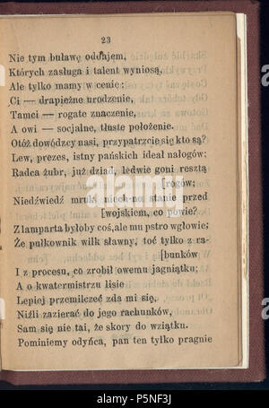 N/A. Bajki, wydanie T. H. Nasierowski . 1893. Adam Mickiewicz (1798-1855) Nom de naissance Autres noms : Bernard Adam Mickiewicz Belarusian-Lithuanian Description Professeur, poète, journaliste d'opinion, dramaturge, essayiste et traducteur Date de naissance/décès 24 Décembre 1798 26 novembre 1855 Lieu de naissance/mort Zavosse Istanbul 1818 1855 période de travail de contrôle d'autorité : Q79822:64009368 ISNI VIAF:0000 0001 2136 3458 RCAC:n80050378 ALN:35350725 MusicBrainz:9441fd78-1EA5-4f8b-9db3-b19f52632ffd Bajki WorldCat 163 (029) Adam Mickiewicz Banque D'Images