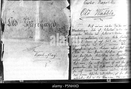 N/A. Der Beginn der ersten Bandes des Old-Surehand-Zyklus. Scan eines der quelques erhaltenen Manuskripte Karl Mays. à partir de juin 1894 jusqu'à décembre 1894. Karl May (1842-1912) Nom de naissance Autres noms : Carl Friedrich peut pseudonyme : Fred Holm (livres en français) Le capitaine Ramon Diaz de la Escosura (Waldröschen oder Die Rächerjagd rund um die Erde, 1882/83) M. Gisela (Leïlet Hobble-Frank, 1876) (in Der gute Kamerad) Karl Hohenthal (dans All-Deutschland !, für alle Welt ! Et Deutsches Familienblatt, 1875 - 1881) D. Jam (DIE RACHE des Mormonen', 1890) Franz Langer Prinz Muhamêl Latréaumont (T Banque D'Images