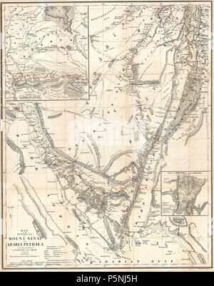 1856 Kiepert Carte de la péninsule du Sinaï, Egypte - Sinaï - Geographicus-kiepert-1856. Banque D'Images