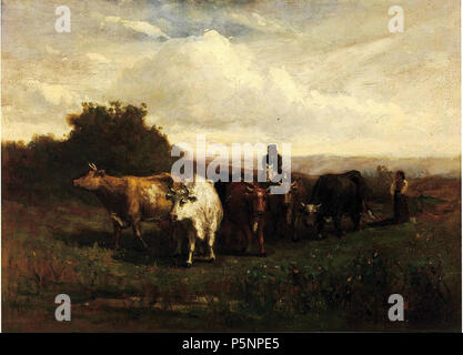 N/A. Anglais : Sans titre (homme à cheval avec femme sur pied roulant Bovins) par Edward Mitchell Bannister, 1880, huile sur toile, Smithsonian American Art Museum . 1880. N/A 168 l'homme à cheval, à pied femme bovins conduite par Edward Mitchell Bannister Banque D'Images