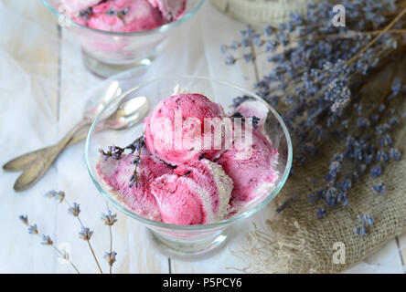 Lavande et fruits de cassis sur fond blanc Banque D'Images