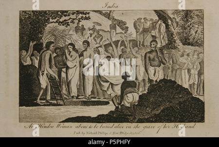N/A. "Une femme hindou sur le point d'être enterré vivant dans la tombe de son mari,' de 'la géographie sur un plan populaire' par Rev J. Goldsmith, publié par Richard Phillips, Londres, 1811* ; aussi : *'une femme hindou se jetant sur le bûcher funéraire de son mari'* ; Source : ebay, janv. 2008 . 1811. Rev J. Goldsmith, publié par Richard Phillips 96 hindou une femme sur le point d'être enterré vivant dans la tombe de son mari, de 'la géographie sur un plan populaire' par Rev J. Goldsmith, publié par Richard Phillips, Londres, 1811 Banque D'Images