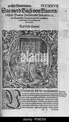 N/A. Gravure sur bois de : Paracelse chyrurgicum Theophrast : Opus. Wund Artzney und Buch … en chariot gegeben Durch Adamum von Bodenstein, Francfort, Martin Lechler für Sigmund Feyerabend Simon und Hüter, 15(65). 1565. Jost Amman (1539-1591) Noms alternatifs Jodocus Amman avec photos et graveur graveur Suisse Date de naissance/Décès 23 Juin 1539 17 mars 1591 Lieu de naissance/décès Zürich lieu de travail Nuremberg Nuremberg contrôle d'autorité : Q116240 VIAF:32038452 ISNI:0000 0001 0884 8733 ULAN:500115433 RCAC:n:NLA50021592 35006056 Blattern WorldCat 209 Opus Paracelse chyrurgicum 1565 Banque D'Images