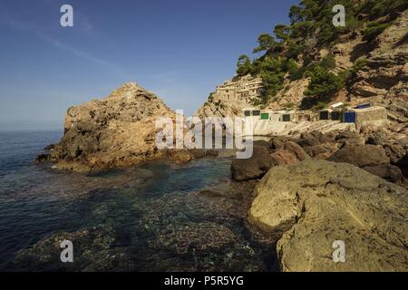 Es Caló de S''Estaca.Valldemossa, Parque Natural de la Sierra de Tramuntana. Mallorca. Islas Baleares. L'Espagne. Banque D'Images