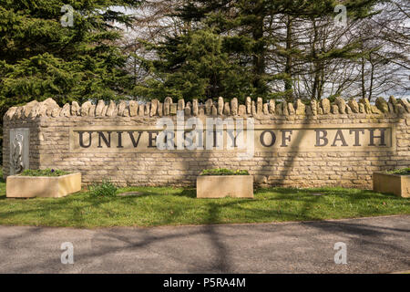 Université de Bath panneau à l'entrée de Claverton Down campus, Somerset, UK Banque D'Images