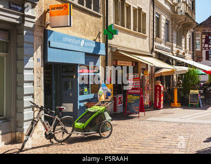 Schaffhausen, Suisse - le 29 août 2015 : immeubles de la partie historique de la ville de Schaffhouse. Schaffhouse est une ville au nord de la Suisse, Banque D'Images