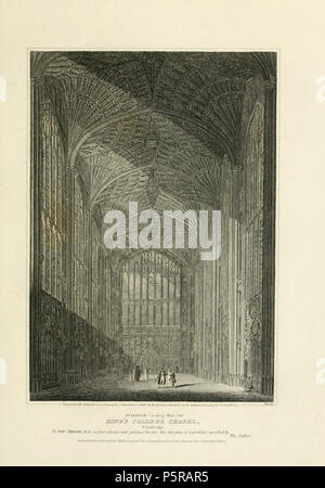 Anglais : l'intérieur (à l'Ouest) de King's College, Cambridge, du 29 septembre 1805. N/A 238 antiquités architecturales de Britton, 1807 - King's College Chapel 07, de l'intérieur à l'Ouest - architecturalant01brit 0079 Banque D'Images