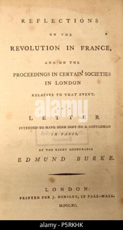 N/A. Page de titre de l'Edmund Burke Réflexions sur la révolution en France . 1790. Edmund Burke (1729-1797) 251 BurkeReflections Banque D'Images