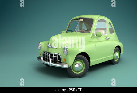 Light green cartoon voiture. 3D illustration Banque D'Images