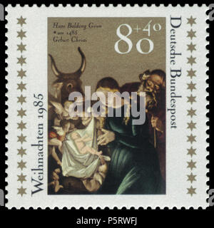 Q1621646 . Anglais : Christmap avec timbre taxe sociale supplémentaire, 1985 et 500e jour de la naissance de Hans Baldung (vers 1885-1545) Deutsch : Weihnachtsmarke und mit Zuschlag 1985 500. Geburtstag von Hans Baldung (um 1885-1545) Graphiques par Lüdtke Ausgabepreis : 80 +40 Pfennigs Premier jour d'émission / Erstausgabetag : 12. Michel-Katalog Novembre 1985-Nr : 1267 . 29 août 2010. N/A 417 DBP 1985 Weihnachten 1267 Banque D'Images