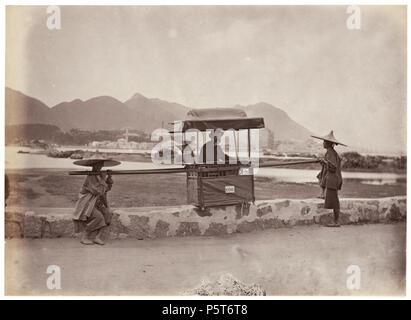 Anglais : Président pour voitures . Anglais : Une chaise à Hong Kong . Années 1870. N/A 323 Location de chaise, Lai Afong, c1870s Banque D'Images