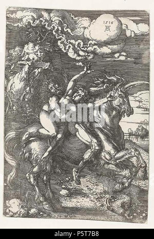 Opnamedatum le : 17-03-2008 75 Albrecht Dürer, Enlèvement de Proserpine sur une licorne, 1516 Gravure, Rijksmuseum Amsterdam Banque D'Images